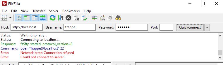 filezilla server not connecting to localhost